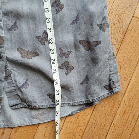 STANDARD GRACE Gray Butterfly Print Women's Shirt L - Picture 13 of 13